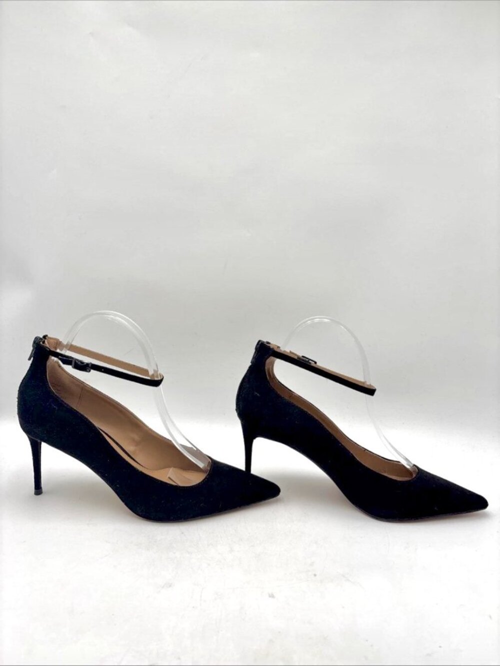 Size 8 Jessica Simpson Sengazi Black Suede High Heels with Ankle Straps Stiletto